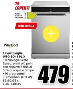 MediaWorld Whirlpool Lavastoviglie WFO 3041 PL X offerta