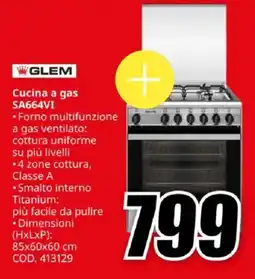 MediaWorld GLEM Cucina a gas SA664VI offerta