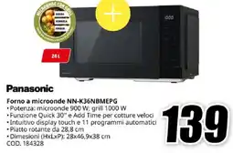 MediaWorld Panasonic Forno a microonde NN-K36NBMEPG offerta