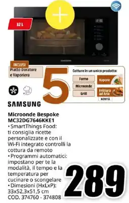 MediaWorld SAMSUNG Microonde Bespoke MC32DG7646KKE1 offerta