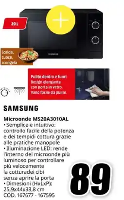 MediaWorld SAMSUNG Microonde MS20A3010AL offerta