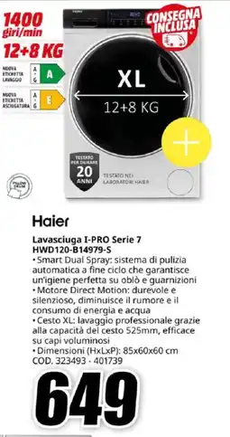 MediaWorld Haier Lavasciuga I-PRO Serie 7 HWD120-B14979-S offerta