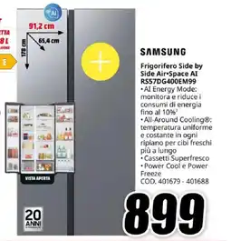 MediaWorld SAMSUNG Frigorifero Side by Side Air Space AI RS57DG400EM99 offerta