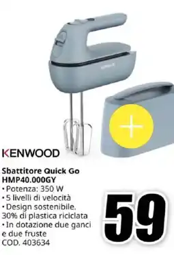 MediaWorld KENWOOD Sbattitore Quick Go HMP40.000GY offerta