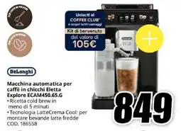 MediaWorld DeLonghi Macchina automatica per caffè in chicchi Eletta Explore ECAM450.65.G offerta