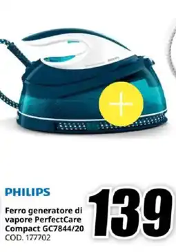 MediaWorld PHILIPS Ferro generatore di vapore PerfectCare Compact GC7844/20 offerta