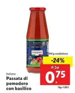 Lidl Passata di pomodoro con basilico offerta