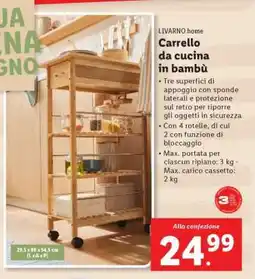 Lidl Carrello da cucina in bambù offerta