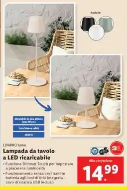 Lidl Lampada da tavolo a LED ricaricabile offerta