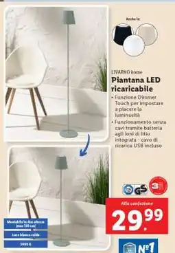 Lidl Piantana LED ricaricabile offerta