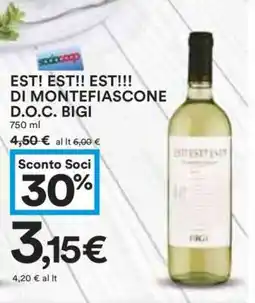 Coop EST! EST! EST!!! DI MONTEFIASCONE D.O.C. BIGI offerta
