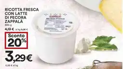 Coop RICOTTA FRESCA CON LATTE DI PECORA ZAPPALÀ offerta