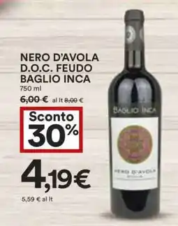 Coop NERO D’AVOLA D.O.C. FEUDO BAGLIO INCA offerta