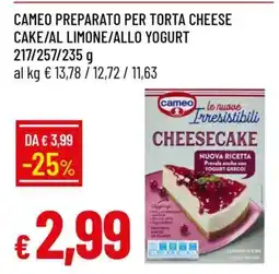 Famila Cameo Preparato per Torta Cheese Cake/Al Limone/Allo Yogurt offerta