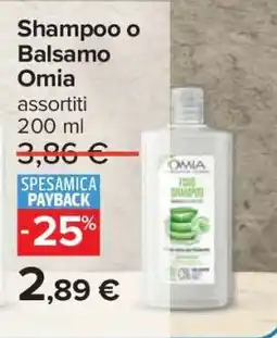 Carrefour Shampoo o Balsamo Omia offerta