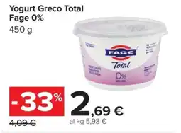 Carrefour Yogurt Greco Total Fage 0% offerta