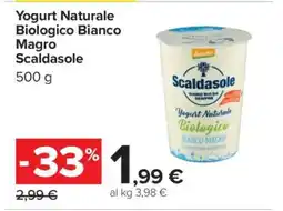 Carrefour Yogurt Naturale Biologico Bianco Magro Scaldasole offerta