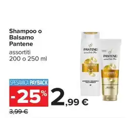 Carrefour Shampoo o Balsamo Pantene offerta