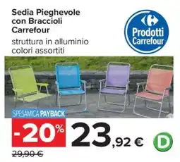 Carrefour Sedia Pieghevole con Braccioli Carrefour offerta