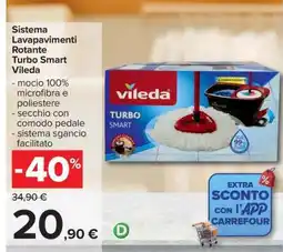 Carrefour Sistema Lavapavimenti Rotante Turbo Smart Vileda offerta
