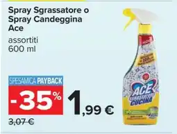 Carrefour Spray Sgrassatore o Spray Candeggina Ace offerta