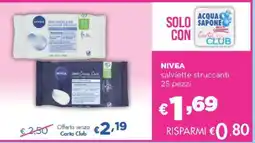 Acqua & Sapone NIVEA salviette struccanti 25 pezzi offerta