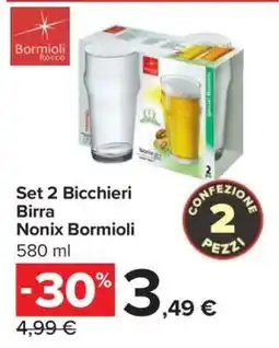 Carrefour Set 2 Bicchieri Birra Nonix Bormioli offerta