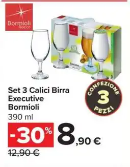 Carrefour Set 3 Calici Birra Executive Bormioli offerta