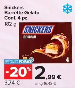 Carrefour Snickers Barrette Gelato Conf. 4 pz offerta