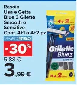 Carrefour Rasoio Usa e Getta Blue 3 Gillette Smooth o Sensitive offerta