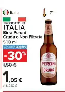 Carrefour Birra Peroni Cruda o Non Filtrata offerta