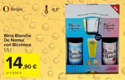 Carrefour Birra Blanche De Namur con Bicchiere offerta