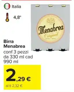 Carrefour Birra Menabrea offerta