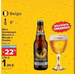 Carrefour Birra Grimbergen Blanche o Blonde o Double offerta