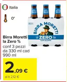 Carrefour BIRRA MORETTI LA ZERO offerta