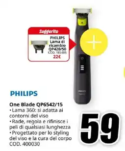 MediaWorld PHILIPS One Blade QP6542/15 offerta