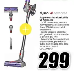MediaWorld dyson Scopa elettrica ricaricabile V8 Advanced offerta