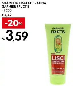 Bennet Garnier fructis shampoo lisci cheratina offerta