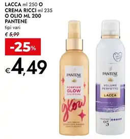 Bennet Pantene lacca o crema ricci o olio tipi vari offerta