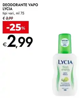 Bennet lycia deodorante vapo tipi vari, offerta