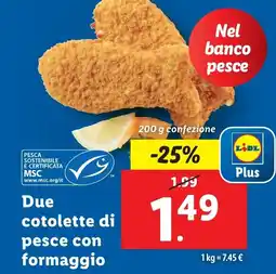 Lidl Due cotolette di pesce con formaggio offerta