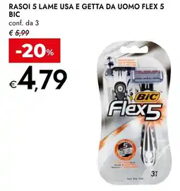 Bennet Bic rasoi 5 lame usa e getta da uomo flex 5 conf. da 3 offerta
