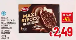 A&O Selex 4 maxis tecchi di gelato vaniglia ricoperti cioccolato al latte e mandorle offerta