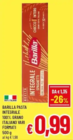A&O Barilla pasta integrale 100% grano italiano vari formati offerta