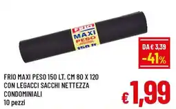 A&O Frio maxi peso 150 lt. cm 80 x 120 con legacci sacchi nettezza condominiali 10 pezzi offerta