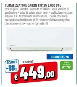 A&O Climatizzatore daikin txc 25 9.000 btu offerta