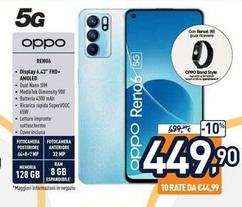 Unieuro Reno 6 128 gb 16,3 cm (6.4") doppia sim coloros 11.1 4g usb tipo-c 8 gb 4310 mah blu offerta
