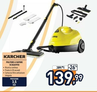 Unieuro Kärcher sc3 easyfix 1 l nero, giallo 1900 w offerta