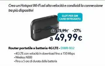 Router portatile a batteria 4g dwr-932