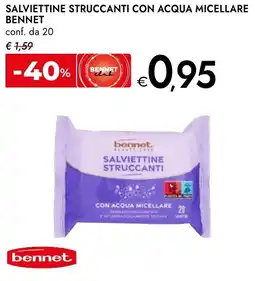 Bennet Bennet salviettine struccanti con acqua micellare conf. da 20 offerta